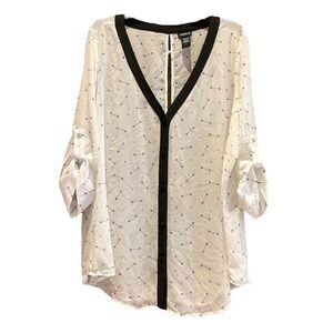 Torrid HEART & ARROW CHIFFON TOP BLOUSE Black And WHITE SZ 1X
